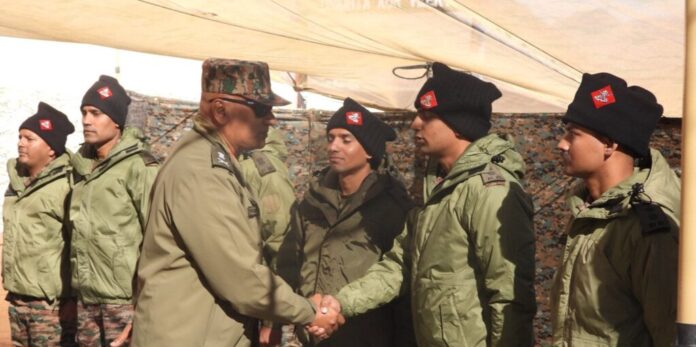 Indian Army Northern Commander reviewing troops in Ladakh